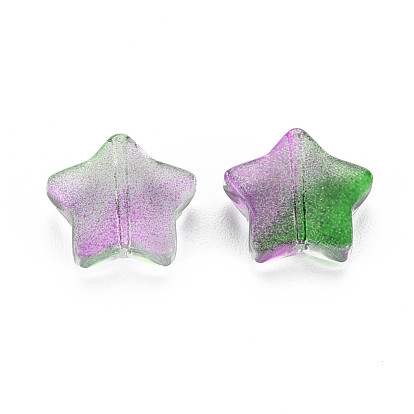 Two Tone Transparent Spray Painted Glass Beads, Star