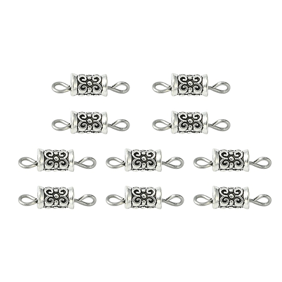 Dijes de conector de aleación de estilo tibetano, eslabones de columna con 304 bucles dobles de acero inoxidable