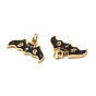 Halloween Ion Plating(IP) 304 Stainless Steel Pendants, with Enamel and Jump Ring, Golden, Bat Charm