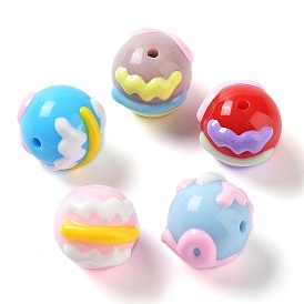 Opaque Resin Beads, Textured Round with Bowknot