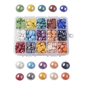15 colores cabujones de porcelana hechos a mano perlados, media vuelta / cúpula