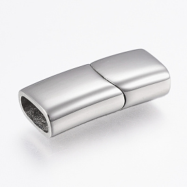 304 Stainless Steel Magnetic Clasps with Glue-in Ends, Rectangle