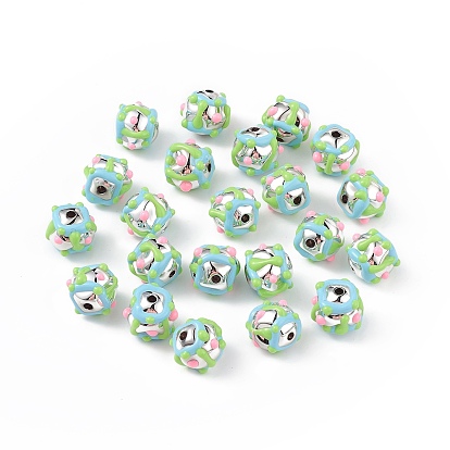 Placage de perles d'émail acrylique, platinée, cahoteuse, nuggets