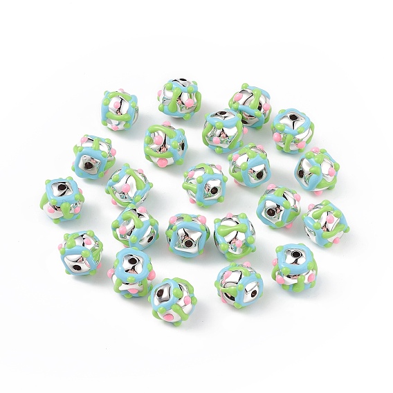 Placage de perles d'émail acrylique, platinée, cahoteuse, nuggets