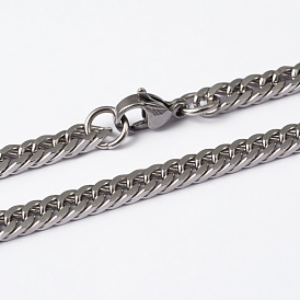 304 из нержавеющей стали Снаряженная цепи ожерелья, с карабин-лобстерами , граненые, 27.8 дюйм (70.5 см)