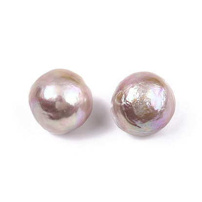 Natural Baroque Keshi Pearl Beads, Freshwater Pearl Beads, No Hole, Round