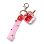Drinks Bottle Acrylic Pendant Keychain Decoration, Liquid Quicksand Floating Handbag Accessories, with Alloy Findings