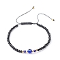 Bracelet de perles tressées en fil de nylon réglable, avec des perles à facettes en verre rondelle, perle ronde au chalumeau fait à la main