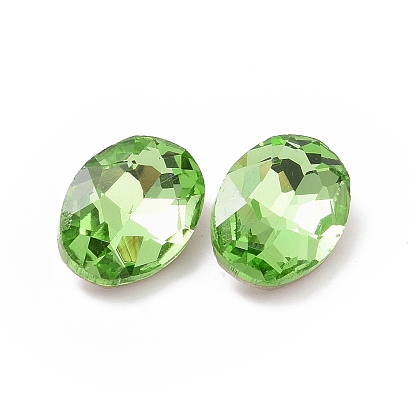 Cabujones de diamantes de imitación de cristal, espalda puntiaguda y espalda plateada, oval