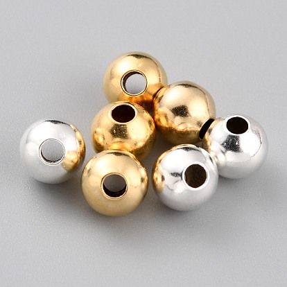 Brass Spacer Beads, Long-Lasting Plated, Round