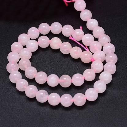Ronda natural grado a hilos de perlas de cuarzo rosa de Madagascar