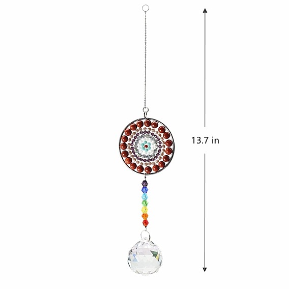 Big Pendant Decorations, Hanging Sun Catchers, Chakra Theme K9 Crystal Glass, Teardrop