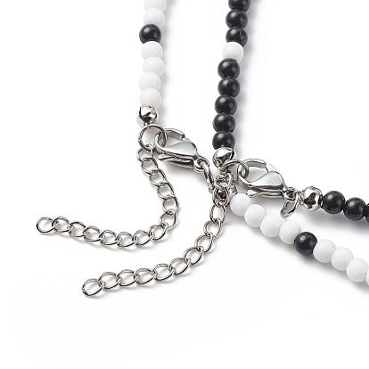 2шт 2 цвета сплава эмали сплетни/Инь Ян соответствующие подвески ожерелья набор, акриловые ожерелья из бисера для женщин