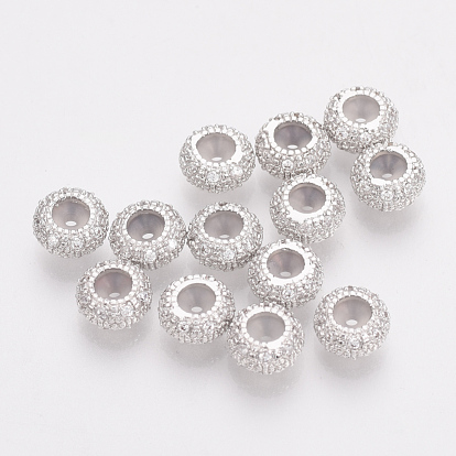 Perles en laiton zircone, avec du caoutchouc, rondelle, sans nickel