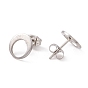 201 Stainless Steel Stud Earring Findings, with Ear Nuts and 304 Stainless Steel Pins, Twist Donut