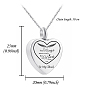 Stainless Steel Heart with Word Urn Ashes Pendant Necklace, Cremation Jewelry for Men Women