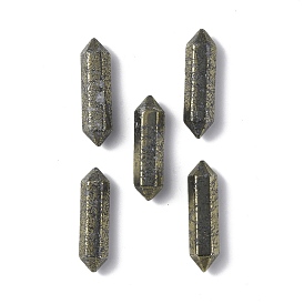 Natural Pyrite Beads, Double Terminated Point, Healing Stones, Reiki Energy Balancing Meditation Therapy Wand, Faceted, No Hole/Undrilled
