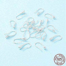 925 Sterling Silver Earring Hooks, for Half-drilled Beads, Teardrop