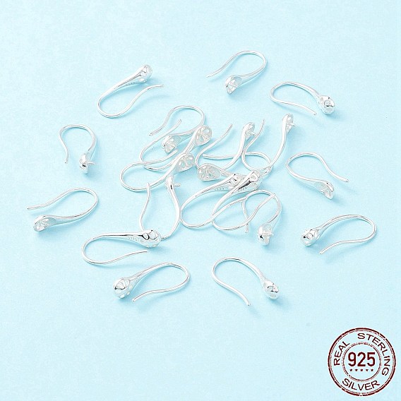 925 Sterling Silver Earring Hooks, for Half-drilled Beads, Teardrop