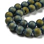 Electroplated Natural Agate Round Bead Strands, Grade A