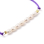 Nylon réglable bracelets cordon tressé de perles, avec des perles de perles de culture d'eau douce naturelles et des perles en laiton plaqué or