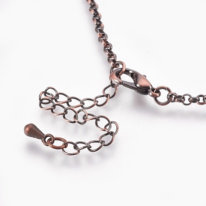 Iron Rolo Chain Necklace Making, with Alloy Lobster Claw Clasps and Extender Chains