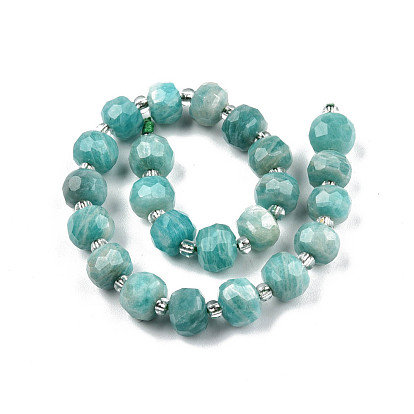 Chapelets de perles amazonite naturelles  , avec des perles de rocaille, facette, rondelle