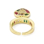 Красочное кольцо-манжета в форме сердца с кубическим цирконием, стеллаж для латунных украшений для женщин, без кадмия и без свинца