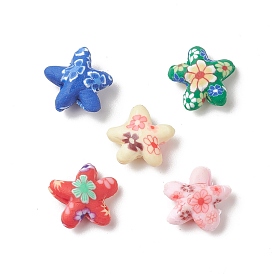 Perles en fimo faits à la main, étoile de mer avec motif de fleurs