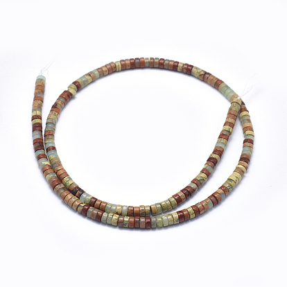 Natural Aqua Terra Jasper Beads Strands, Heishi Beads, Flat Round/Disc