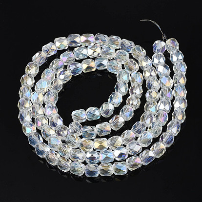 Plaquent verre transparent perles brins, facette, colonne