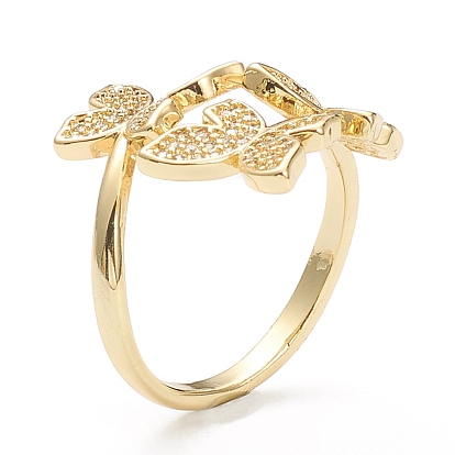 Латунные кольца из манжеты с прозрачным цирконием, открытые кольца, долговечный, бабочка
