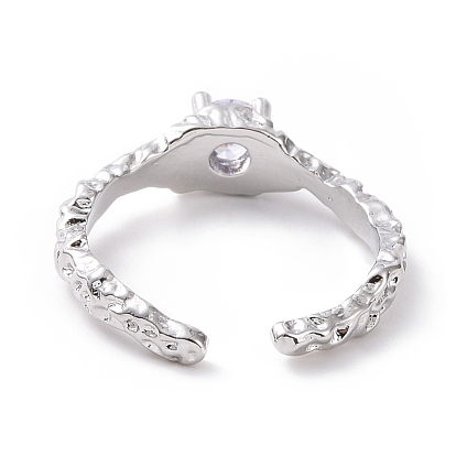 Открытое кольцо-манжета из кубического циркония, украшения из латуни с платиновым покрытием для женщин