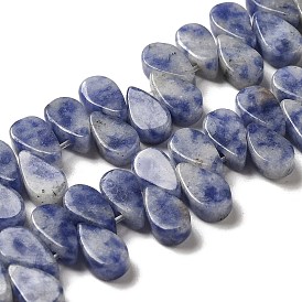 Perles de jaspe tache bleue naturelle, larme, top foré