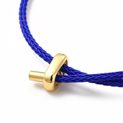 Mauvais œil au chalumeau et bracelet perlé en laiton, Bracelet réglable en corde torsadée en acier inoxydable pour femme