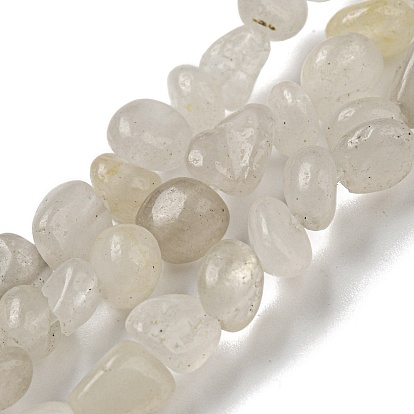 Natural White Jade Bead Strands, Tumbled Stone, Nuggets