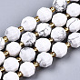 Chapelets de perles howlite naturelles , facette, avec des perles de rocaille, ronde