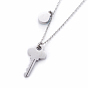 304 Stainless Steel Pendant Necklaces, with Polymer Clay Rhinestone, Key and Drop