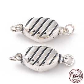 925 Sterling Silver Bayonet Clasps, Oval