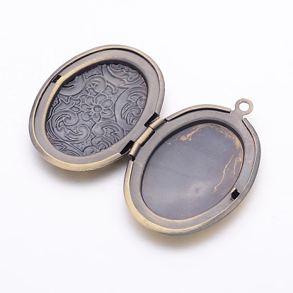 Pendentifs médaillon en laiton, charmes de cadre de photo pour le collier, bronze antique, ovale