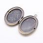 Brass Locket Pendants, Picture Frame Charms for Necklace, Antique Bronze, Oval