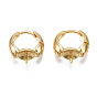 Brass Hoop Earring Findings,  for Half Drilled Bead, Cadmium Free & Nickel Free & Lead Free, Ring
