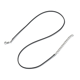 PU Leather Cord, with Platinum Tone Iron Extender Chain & Lobster Claw Clasp, for Necklace Making