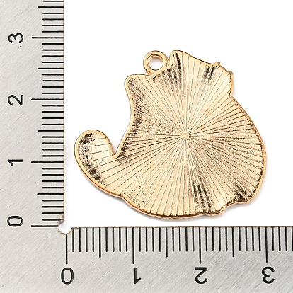 Alloy Enamel Pendants, Golden. Cat/Flat Round with Cat Paw Print Charm
