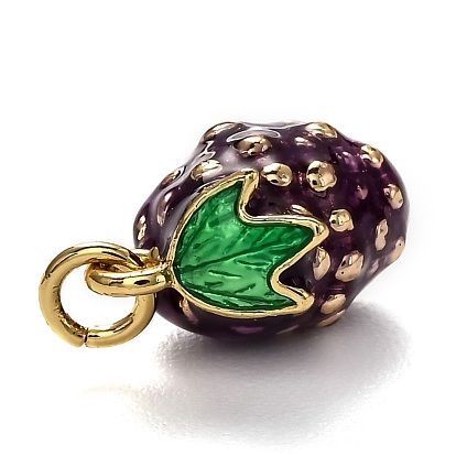 Brass Enamel Charms, Long-Lasting Plated, with Jump Ring, Fruit, Real 18K Gold Plated