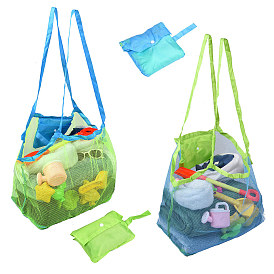 2 pcs 2 colores bolsas de supermercado de malla de nailon portátiles, para el viaje escolar diario se adapta a las bolsas de playa