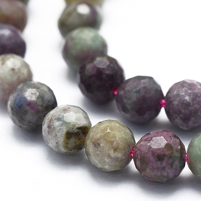 Rubis naturel en perles zoisite brins, facette, ronde
