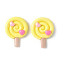 Opaque Resin Cabochons, Lollipop with Heart