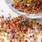 12/0 Transparent Colors Frosted Round Glass Seed Beads, 2~3x1.5~2mm, Hole: 0.8~1mm, about 37500pcs/pound