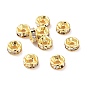 Brass with Crystal Rhinestone Spacer Beads, Cadmium Free & Lead Free, Flat Round